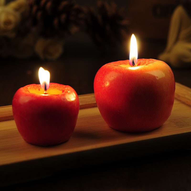 2pcs! Romantic Red Apple orange mold Scented Candles, Emulational Fruit Christmas' Eve Parties Gifts wedding Party decoration