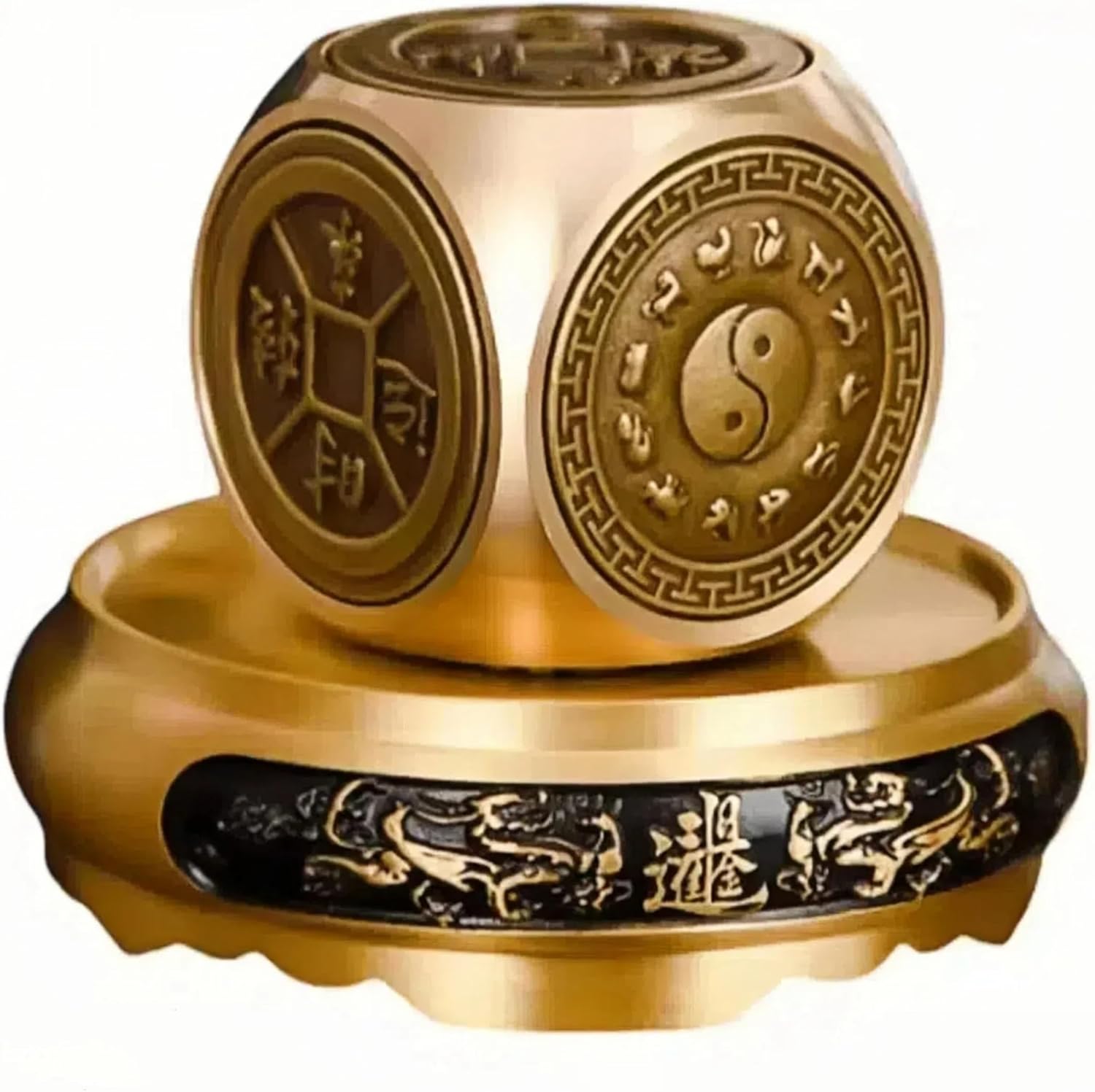 Chinese Traditional Brass Feng Shui Energy Ornament with Pixiu Base 01